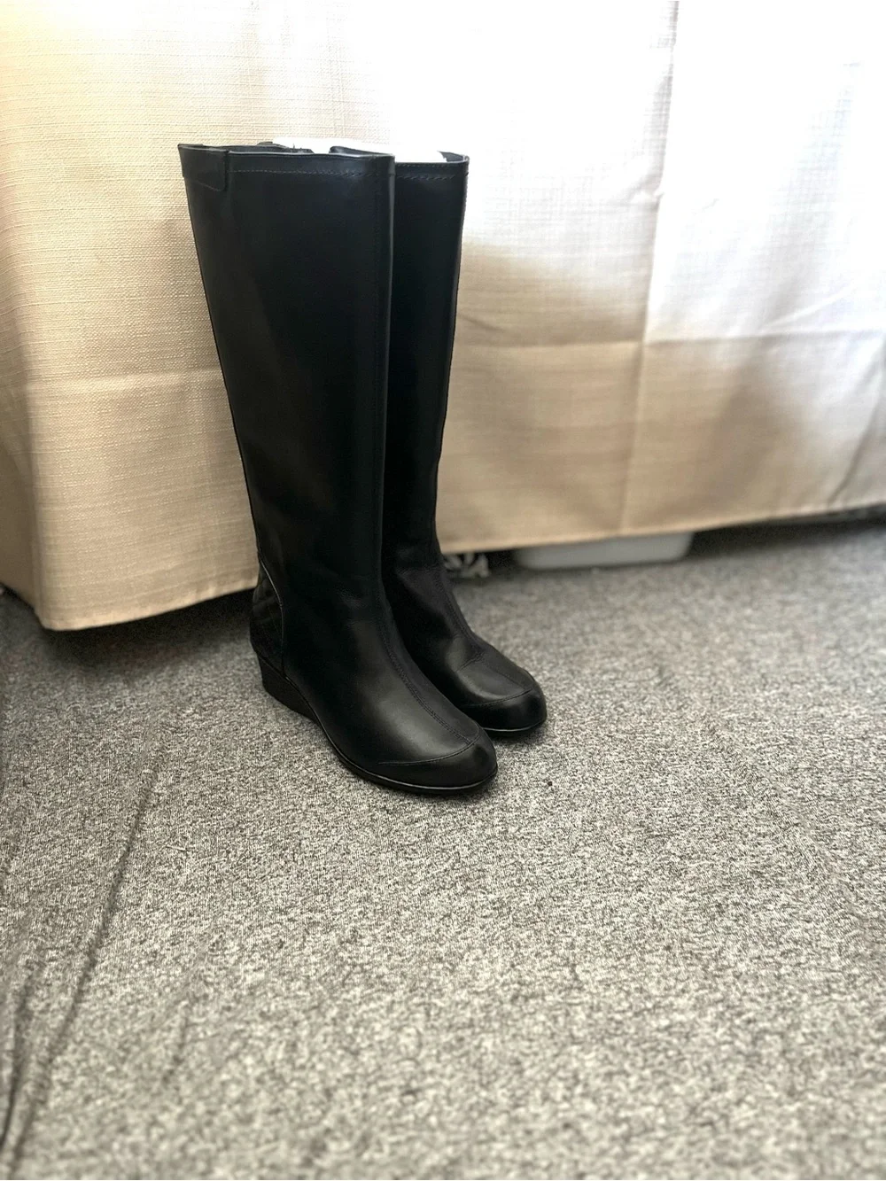 Taryn Rose Black Over-the-Knee Quilted Wedge Boots